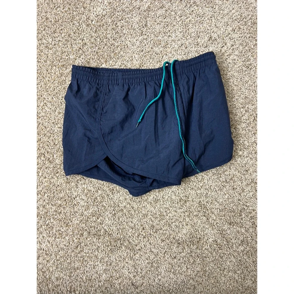 Vintage Speedo Mens Navy Blue Nylon Swim Trunks Shorts Embroidered Logo Small